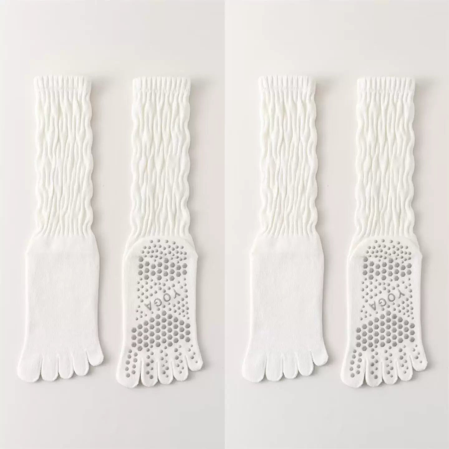 Hawecc | Women’s Split-Toe Mid-Calf Grip Socks for Yoga