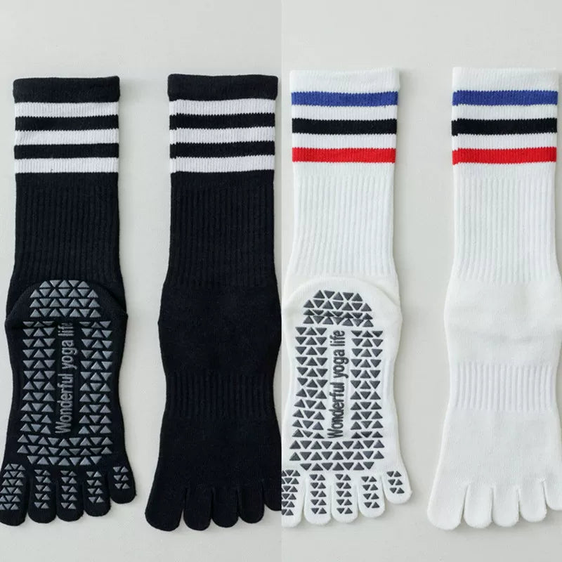 Hawecc | Women’s Split-Toe Indoor Yoga Socks with Mid-Calf Grip