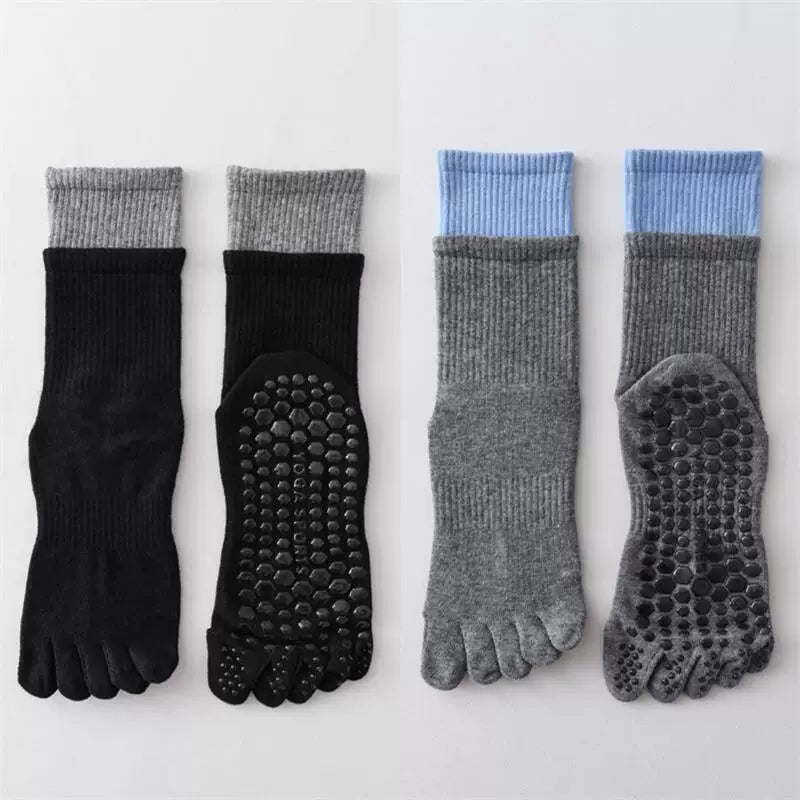 Hawecc | Split-Toe Mid-Calf Socks for Yoga, Pilates, and Barre