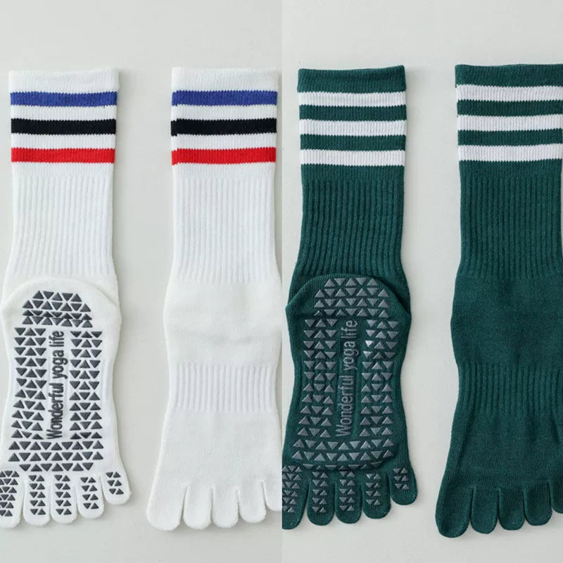 Hawecc | Women’s Split-Toe Indoor Yoga Socks with Mid-Calf Grip