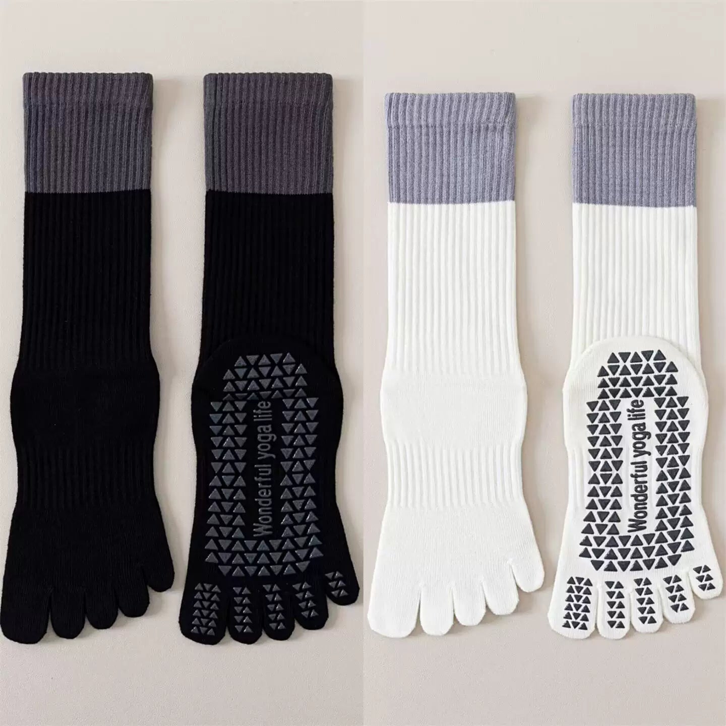 Hawecc | Mid-Calf Non-Slip Yoga Socks for Women with Split Toe Design