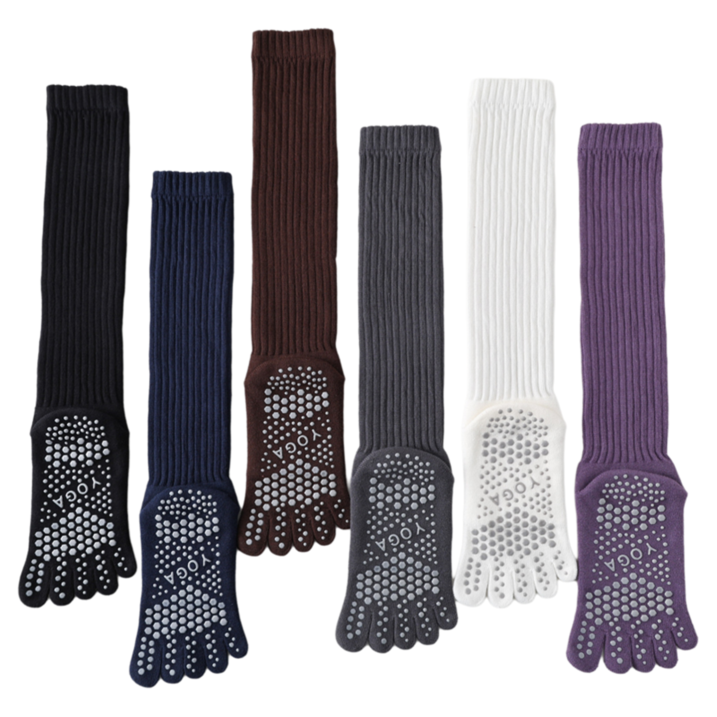 Hawecc | Indoor Split-Toe Mid-Calf Socks for Yoga