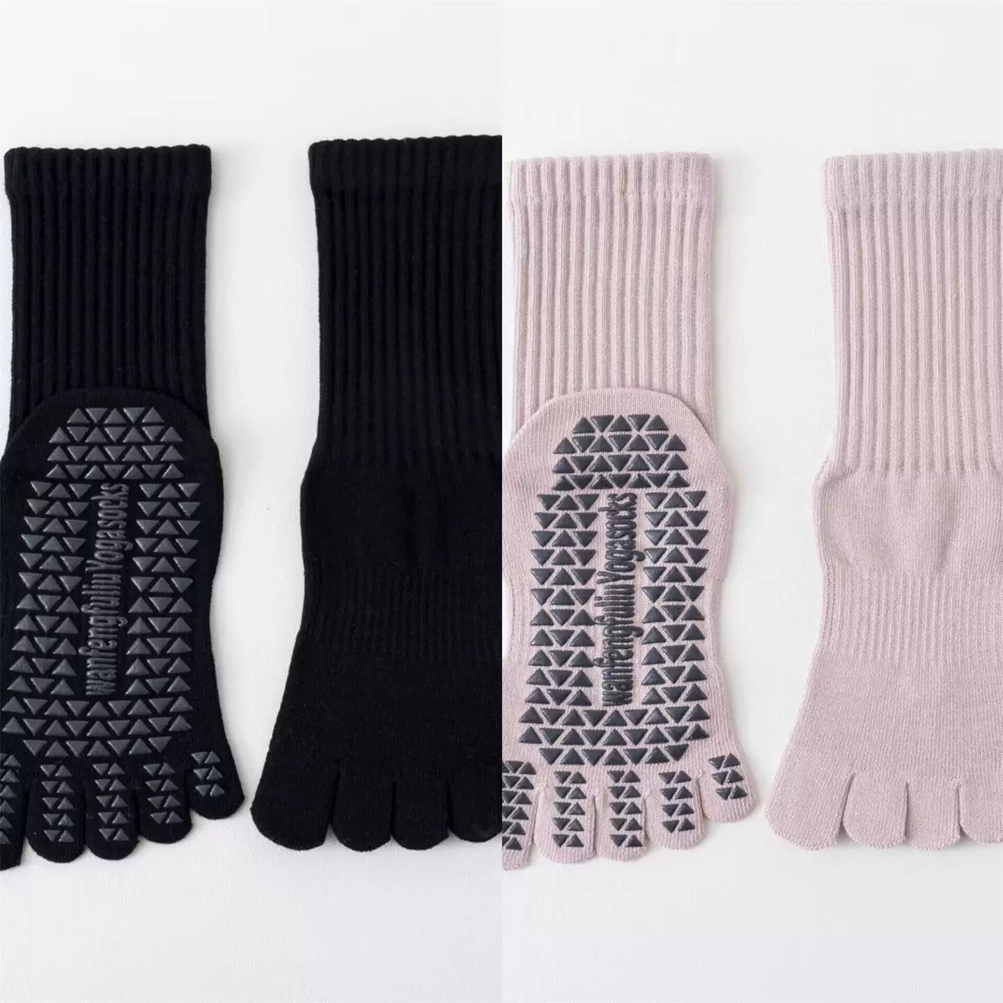 Hawecc | Indoor Fitness Socks for Women with Split Toe and Grip