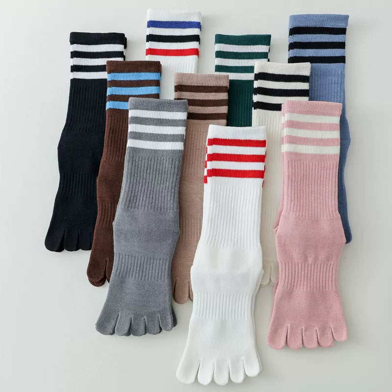 Hawecc | Women’s Split-Toe Indoor Yoga Socks with Mid-Calf Grip