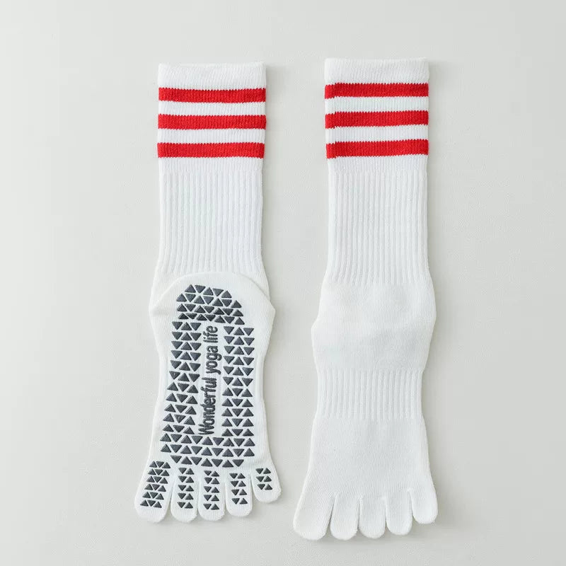 Hawecc | Women’s Split-Toe Indoor Yoga Socks with Mid-Calf Grip