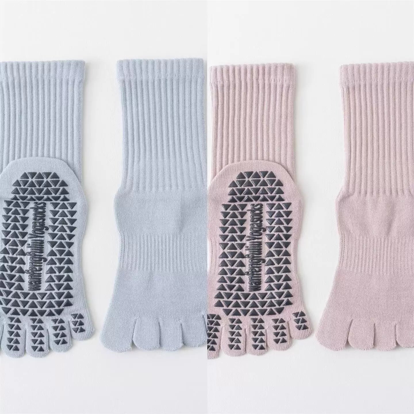 Hawecc | Indoor Fitness Socks for Women with Split Toe and Grip