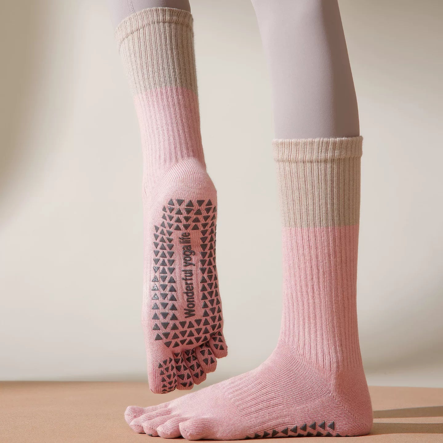 Hawecc | Mid-Calf Non-Slip Yoga Socks for Women with Split Toe Design