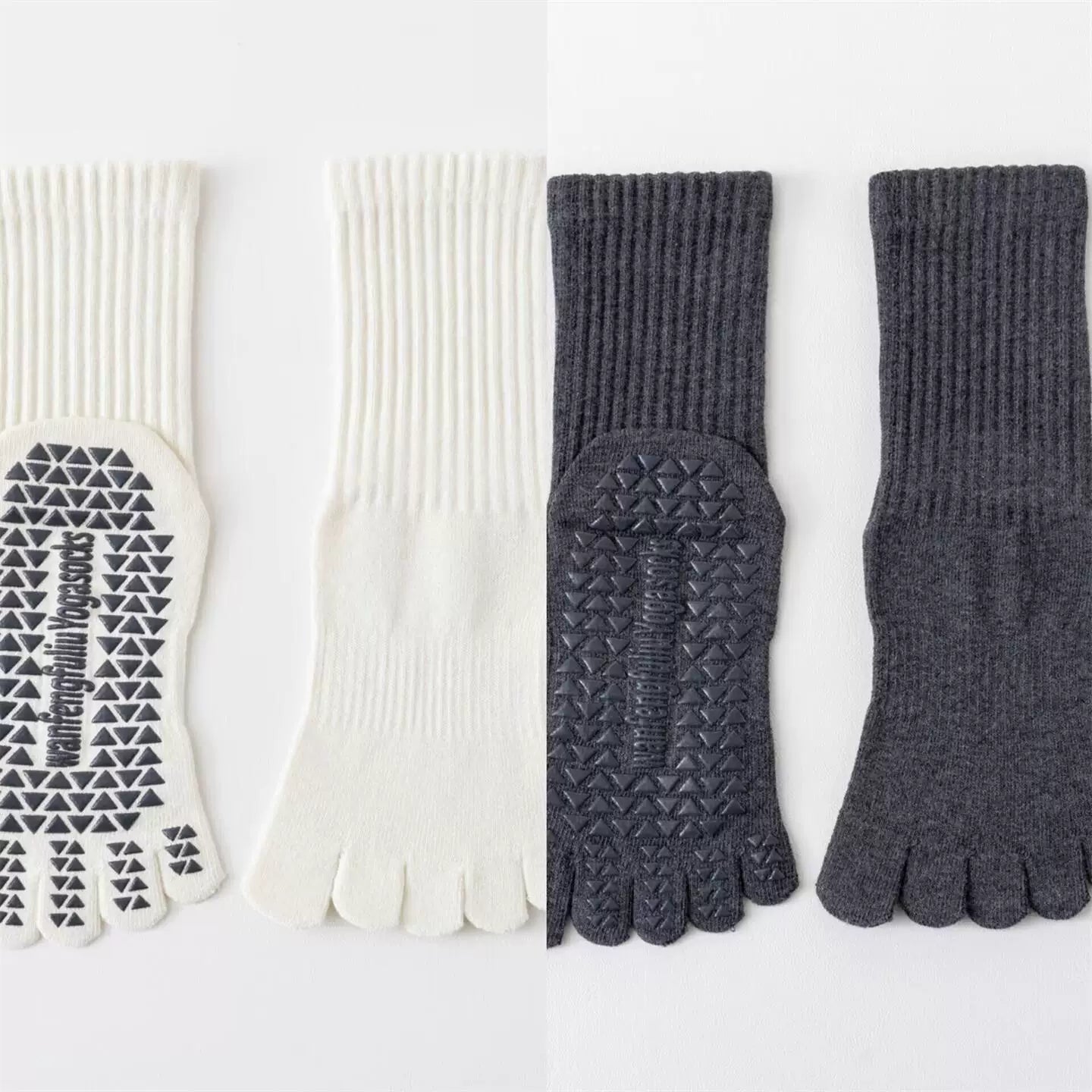 Hawecc | Indoor Fitness Socks for Women with Split Toe and Grip