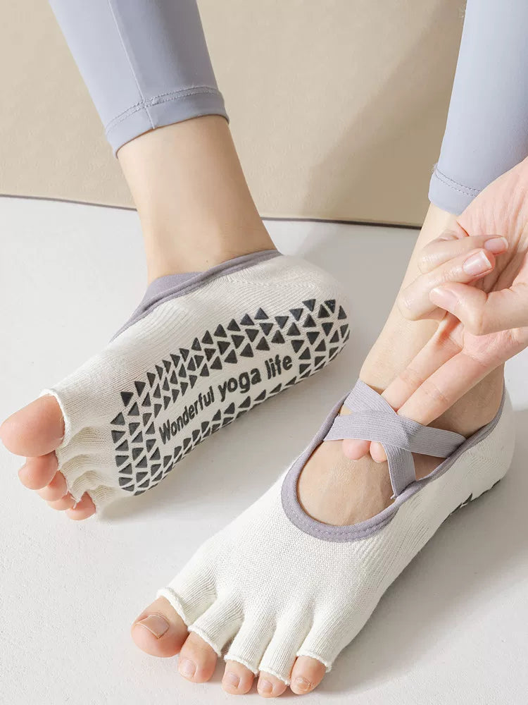 Hawecc | Women’s Mid-Calf Split-Toe Yoga Socks with Non-Slip Grip