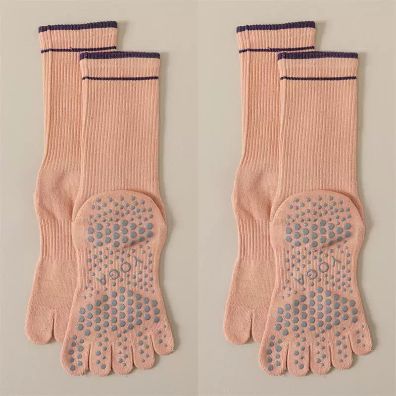 Hawecc | Women’s Split-Toe Grip Socks for Home and Studio