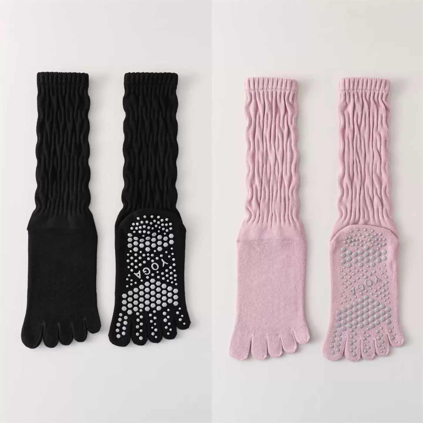 Hawecc | Women’s Split-Toe Mid-Calf Grip Socks for Yoga