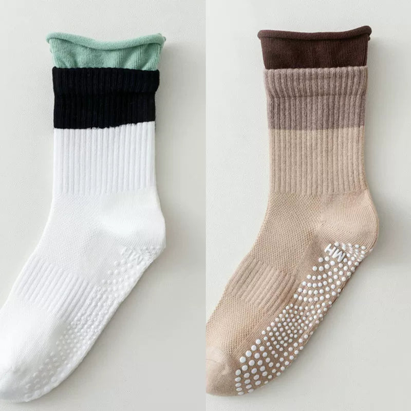 Hawecc | Non-Slip Split-Toe Mid-Calf Socks for Floor Workouts