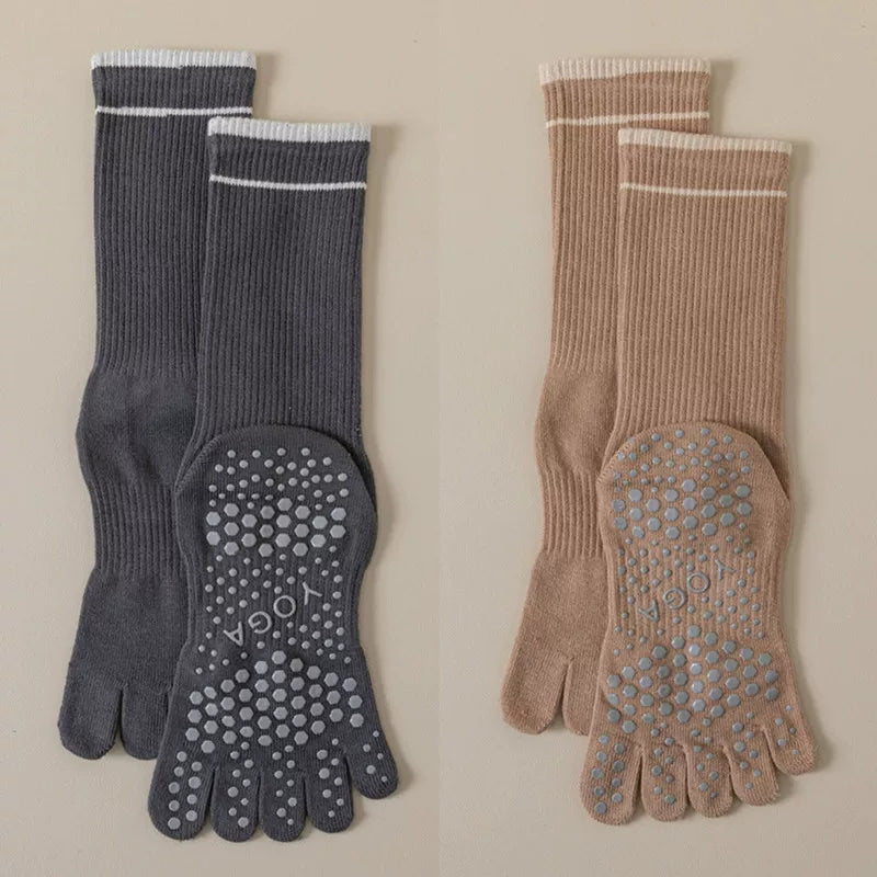 Hawecc | Women’s Split-Toe Grip Socks for Home and Studio