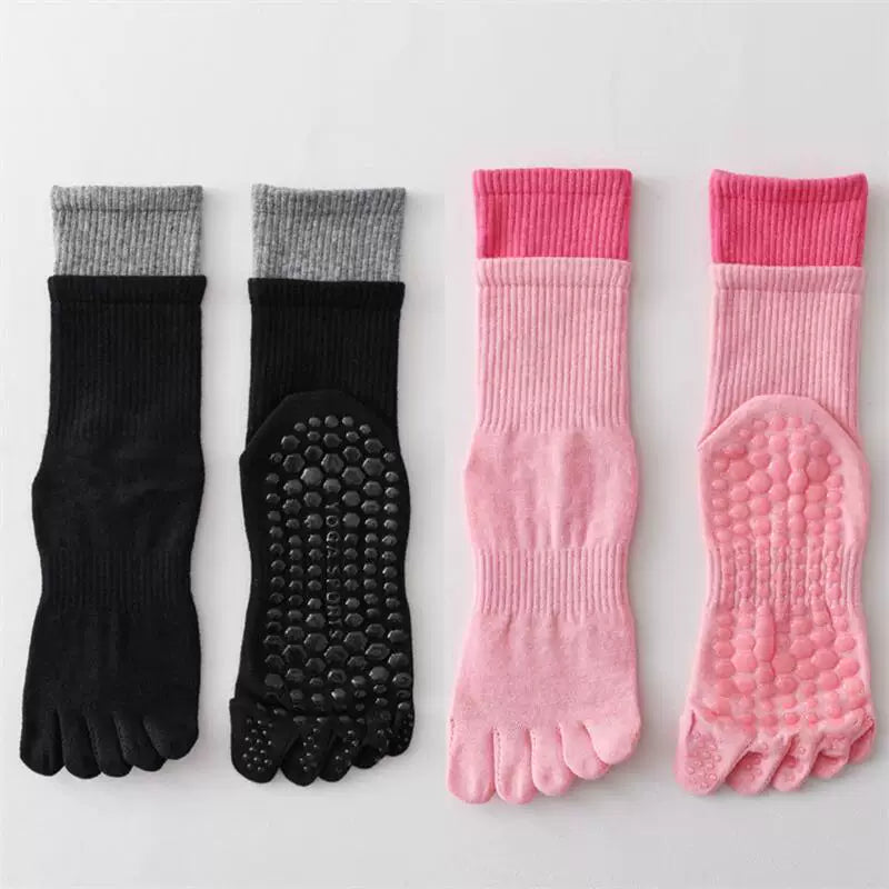 Hawecc | Split-Toe Mid-Calf Socks for Yoga, Pilates, and Barre