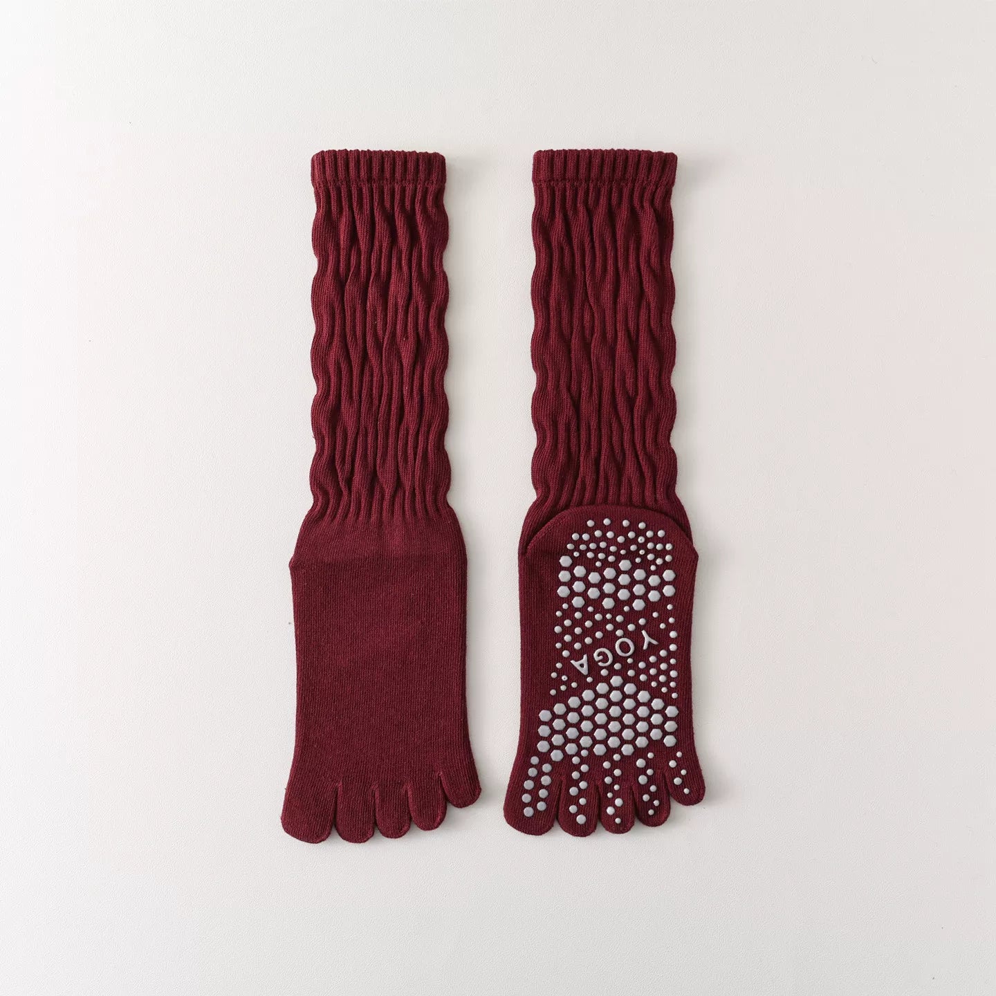 Hawecc | Women’s Split-Toe Mid-Calf Grip Socks for Yoga