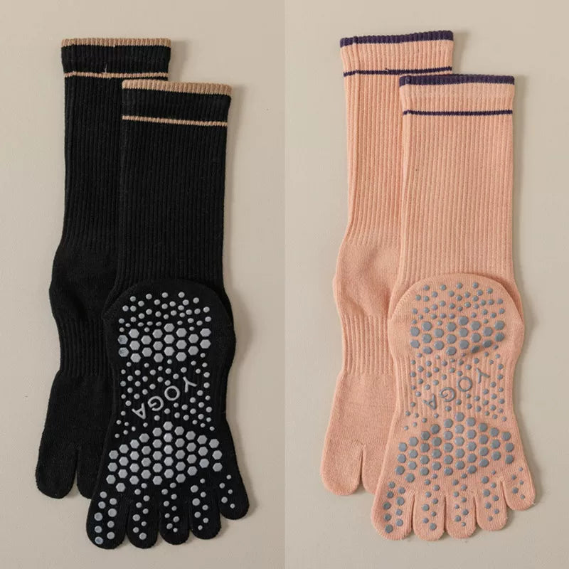 Hawecc | Women’s Split-Toe Grip Socks for Home and Studio