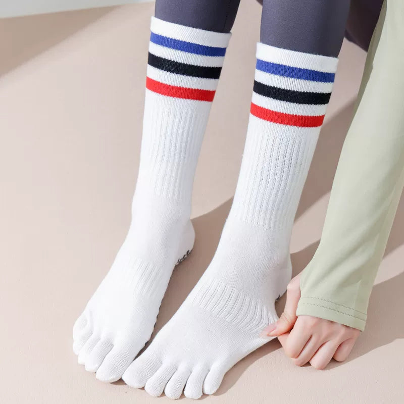 Hawecc | Women’s Split-Toe Indoor Yoga Socks with Mid-Calf Grip