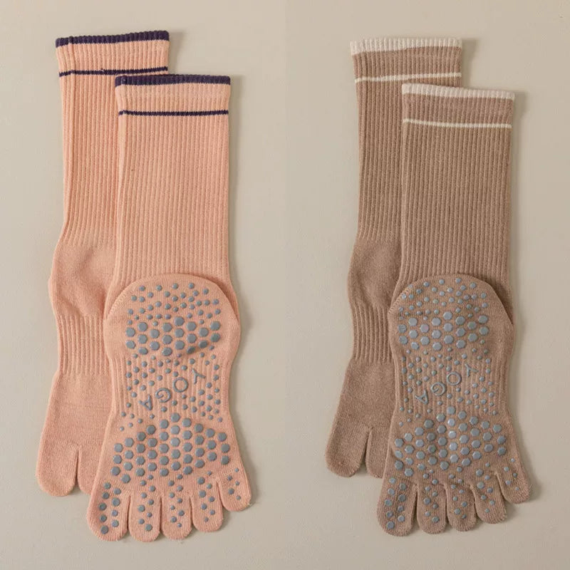 Hawecc | Women’s Split-Toe Grip Socks for Home and Studio