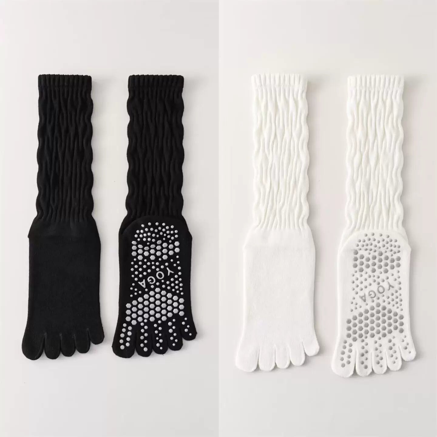 Hawecc | Women’s Split-Toe Mid-Calf Grip Socks for Yoga